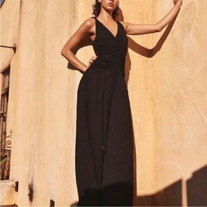 FP Movement by Free People Black Sleeveless V-Neck Jumpsuit. Size S